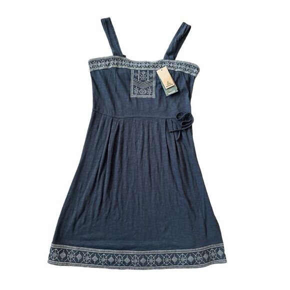 Prana Tribal Embroidered 100% Cotton Indie Sundress Coal NWT Size Large - Picture 2 of 12